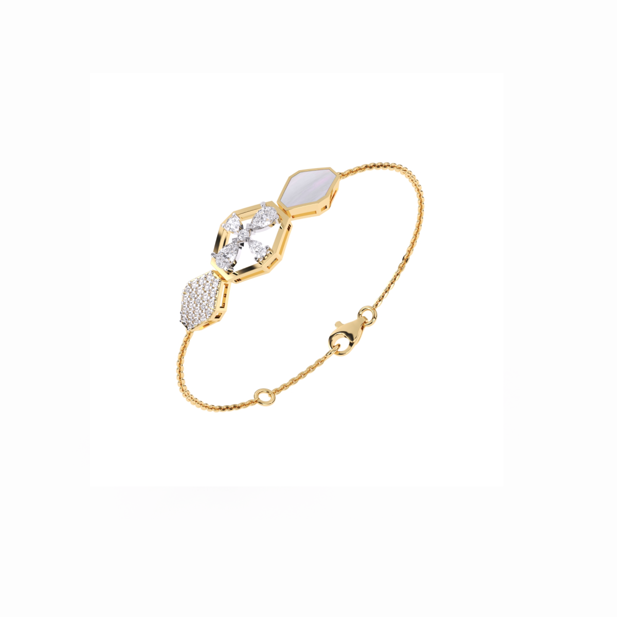 Hexagon Style Lab Grown Diamonds Bracelet